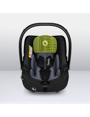 BN-LO-ASTRID_I-SIZE_BLACK_GREY+BASE_BLACK,Lionelo - Soica auto i-Size Astrid, Include baza Isofix, 0-13 Kg, 40-87 cm, Cu maner s