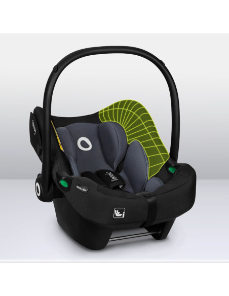 BN-LO-ASTRID_I-SIZE_BLACK_GREY+BASE_BLACK,Lionelo - Soica auto i-Size Astrid, Include baza Isofix, 0-13 Kg, 40-87 cm, Cu maner s