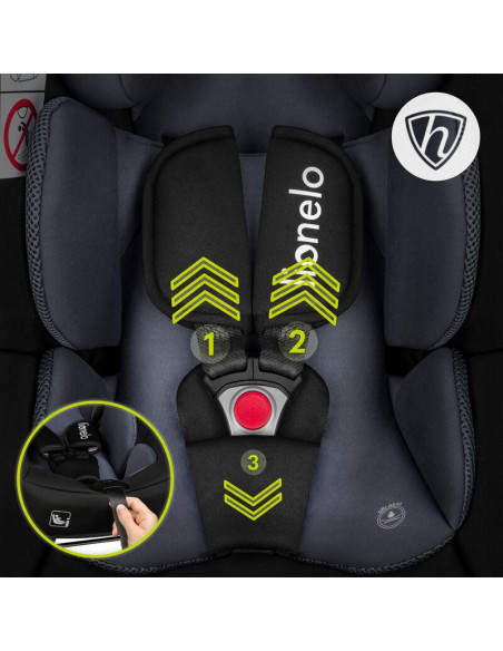 BN-LO-ASTRID_I-SIZE_BLACK_GREY+BASE_BLACK,Lionelo - Soica auto i-Size Astrid, Include baza Isofix, 0-13 Kg, 40-87 cm, Cu maner s