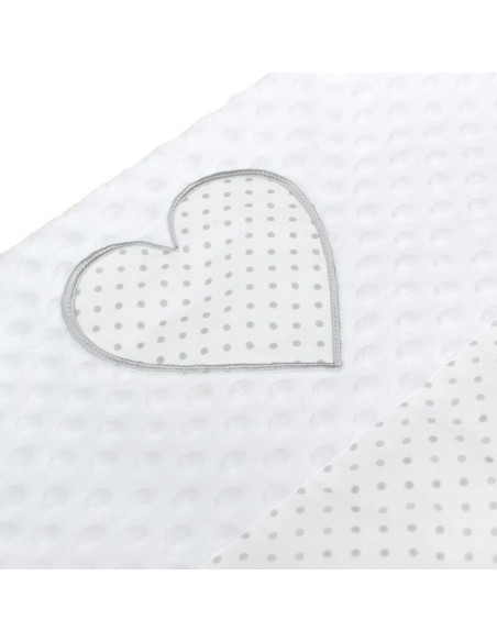 BN-37140,Set 3 piese Luxury, Baby Nest cu doua fete, Cu paturica si pernuta in forma de inima, New Baby, Minky Heart White