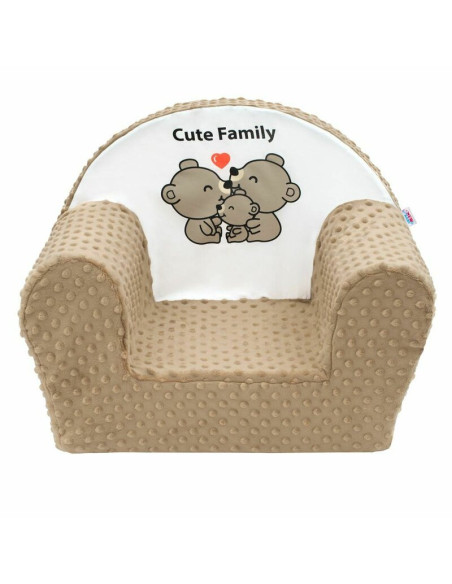 BN-41223,Fotoliu din burete pentru copii, Din tesatura minky, Cute Family, New Baby, 9 luni - 5 ani, Cu Husa detasabila, Cappucc