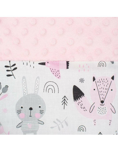 BN-42979,Set 3 piese Luxury, Baby Nest cu doua fete, Cu paturica si pernuta in forma de inima, New Baby, Minky Bears Pink