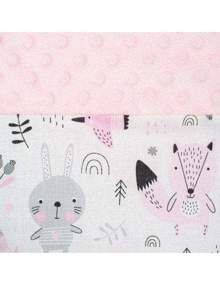 BN-42979,Set 3 piese Luxury, Baby Nest cu doua fete, Cu paturica si pernuta in forma de inima, New Baby, Minky Bears Pink