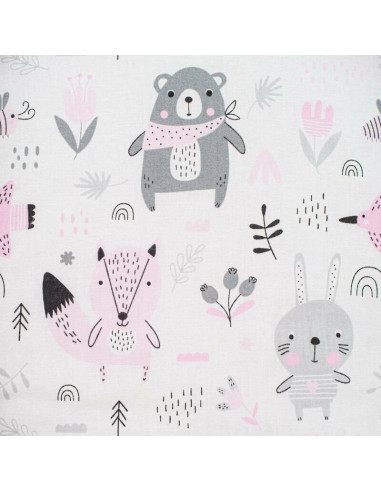 BN-42979,Set 3 piese Luxury, Baby Nest cu doua fete, Cu paturica si pernuta in forma de inima, New Baby, Minky Bears Pink