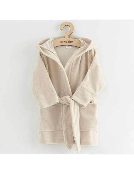 BN-53714,Halat de baie pentru copii, Cu buzunare, Cu cordon, Marime 80/86, Dim bumbac 100%, New Baby, Comfortably beige