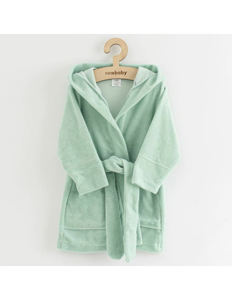 BN-53715,Halat de baie pentru copii, Cu buzunare, Cu cordon, Marime 80/86, Dim bumbac 100%, New Baby, Comfortably mint