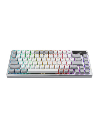90MP031A-BKUA11,Tastatura mecanica gaming bluetooth Asus ROG Azoth PBT NX Snow alba cu gri iluminare RGB