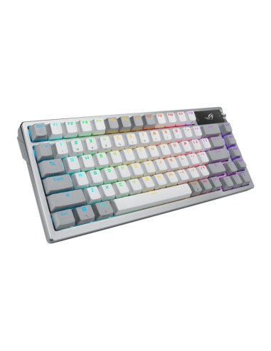 90MP031A-BKUA11,Tastatura mecanica gaming bluetooth Asus ROG Azoth PBT NX Snow alba cu gri iluminare RGB