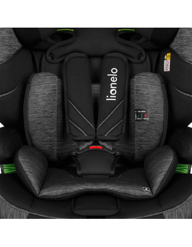 BN-LO-LEVI_ONE_I-SIZE_BLACK_GREY,Lionelo - Scaun auto, Levi One i-Size, Universal, Instalare FWF, Cu tetiera reglabila in 10 poz