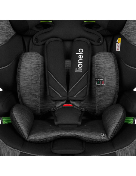 BN-LO-LEVI_ONE_I-SIZE_BLACK_GREY,Lionelo - Scaun auto, Levi One i-Size, Universal, Instalare FWF, Cu tetiera reglabila in 10 poz