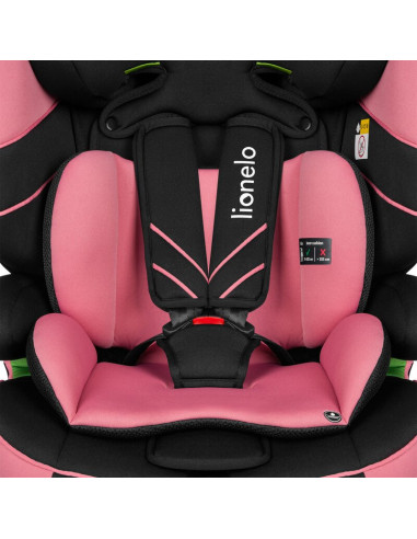 BN-LO-LEVI_ONE_I-SIZE_PINK_ROSE,Lionelo - Scaun auto, Levi One i-Size, Universal, Instalare FWF, Cu tetiera reglabila in 10 pozi