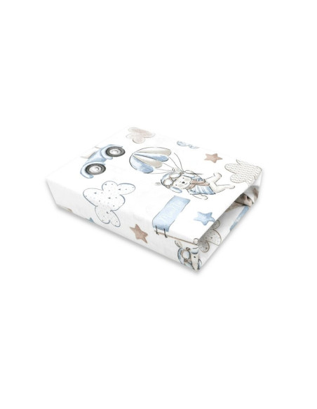 BN-6426972024662,MimiNu - Cearceaf cu elastic pentru patut 120X60 cm, Din bumbac certificat Oeko Tex Standard 100, Pilots Blue