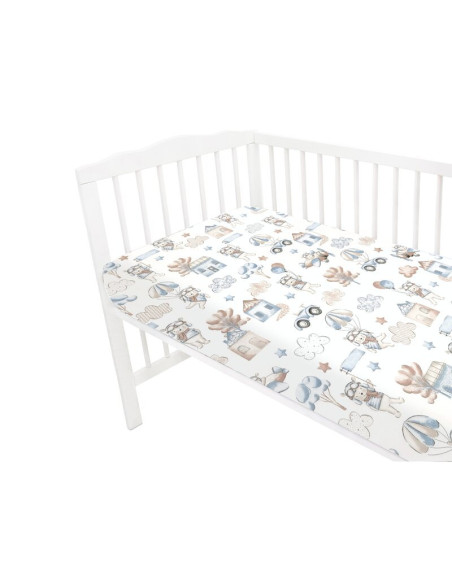 BN-6426972024662,MimiNu - Cearceaf cu elastic pentru patut 120X60 cm, Din bumbac certificat Oeko Tex Standard 100, Pilots Blue