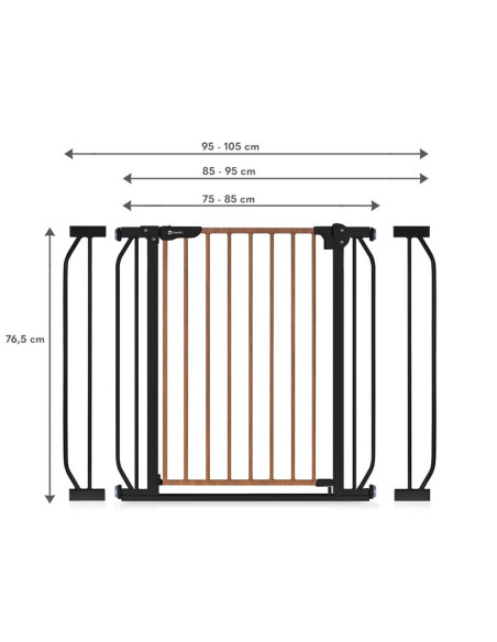 BN-LO-TRUUS_SLIM_BLACK_CARBON_NATURAL,Lionelo - Poarta de siguranta prin presiune Truus Slim, 105 cm, Conform cu standardul euro