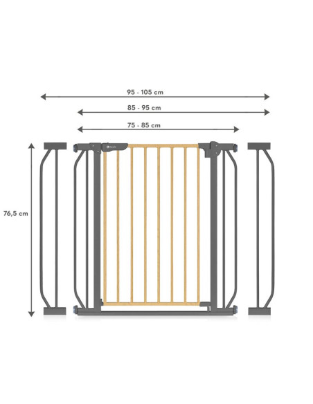 BN-LO-TRUUS_SLIM_GREY_GRAPHITE,Lionelo - Poarta de siguranta prin presiune Truus Slim, 105 cm, Conform cu standardul europeane d