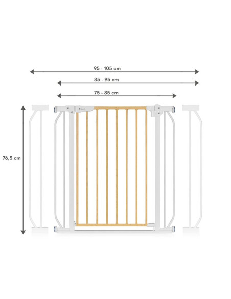 BN-LO-TRUUS_SLIM_WHITE_NATURAL,Lionelo - Poarta de siguranta prin presiune Truus Slim, 105 cm, Conform cu standardul europeane d