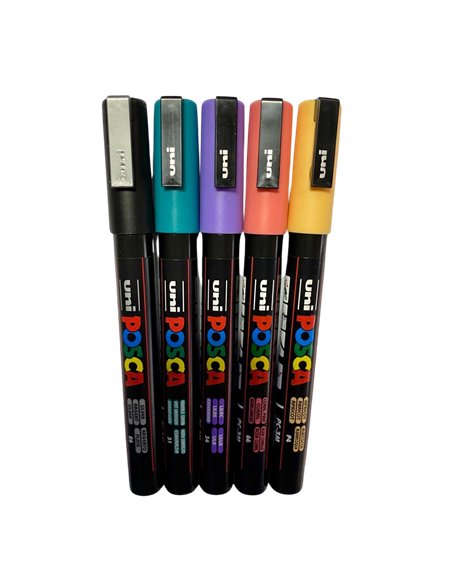 POS66,Set 5 Markere UNI POSCA PC-3M + Marker cadou, Pos66