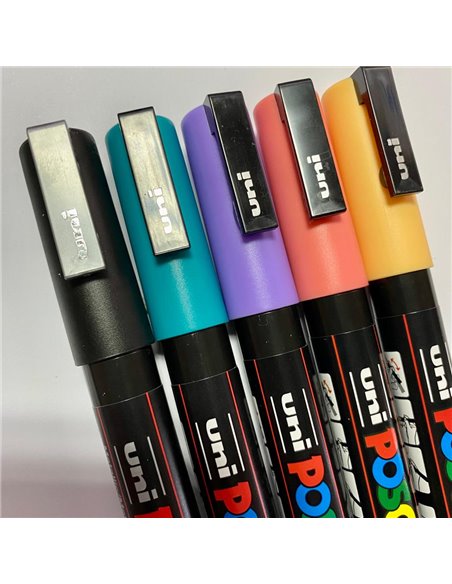 POS66,Set 5 Markere UNI POSCA PC-3M + Marker cadou, Pos66