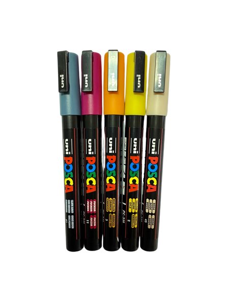 POS65,Set 5 Markere UNI POSCA PC-3M + Marker cadou, Pos65