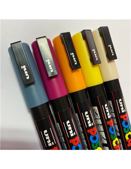POS65,Set 5 Markere UNI POSCA PC-3M + Marker cadou, Pos65