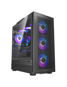 ME200 MESH BK,CARCASA PCCOOLER, Tower, ATX, fara sursa, sticla securizata, 3 ventilatoare incluse, iluminare ARGB, negru, USB 3. 2