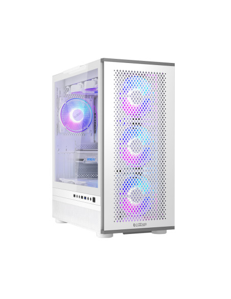 ME200 MESH WH,CARCASA PCCOOLER, Tower, ATX, fara sursa, sticla securizata, 3 ventilatoare incluse, iluminare ARGB, alb, USB 3.2 