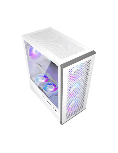 ME200 MESH WH,CARCASA PCCOOLER, Tower, ATX, fara sursa, sticla securizata, 3 ventilatoare incluse, iluminare ARGB, alb, USB 3.2 