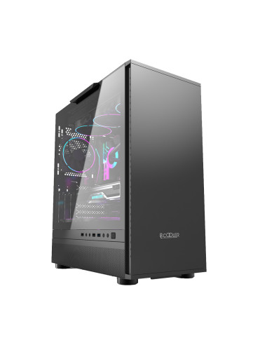 IE200,CARCASA PCCOOLER, Tower, ATX, fara sursa, sticla securizata, 1 ventilator inclus, negru, USB 3.2 gen 1 x 1, USB 2.0 x 2, m