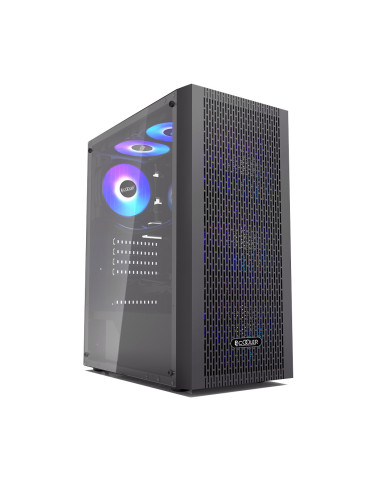 MA100 MESH,CARCASA PCCOOLER, Middle Tower, ATX, fara sursa, sticla securizata, 3 ventilatoare incluse, iluminare ARGB, negru, US