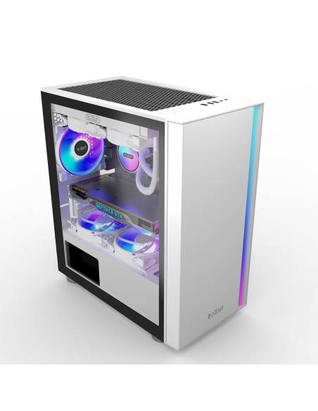 LM300W ARGB,CARCASA PCCOOLER, Middle Tower, mATX, ITX, fara sursa, sticla securizata, 1 ventilator inclus ARGB, alb, USB 3.2 gen