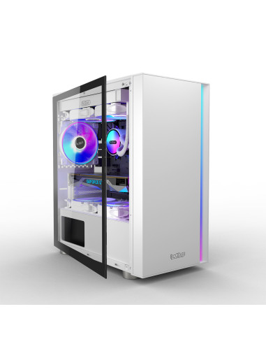 LM300W ARGB,CARCASA PCCOOLER, Middle Tower, mATX, ITX, fara sursa, sticla securizata, 1 ventilator inclus ARGB, alb, USB 3.2 gen