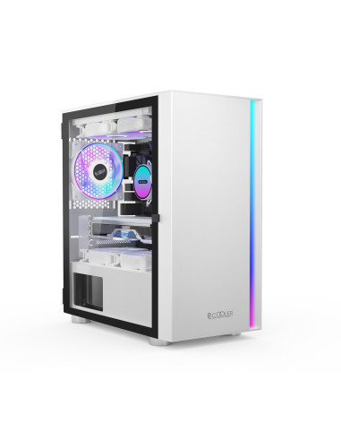 LM300W ARGB,CARCASA PCCOOLER, Middle Tower, mATX, ITX, fara sursa, sticla securizata, 1 ventilator inclus ARGB, alb, USB 3.2 gen