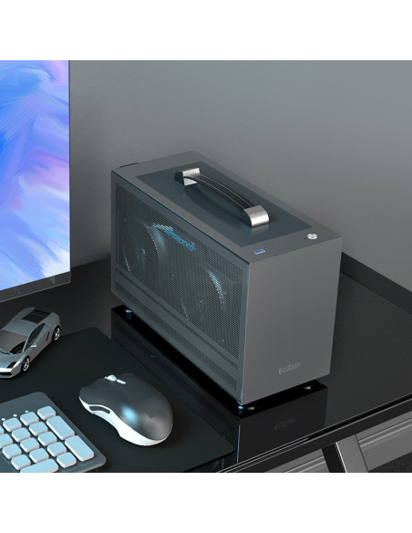 MINI I100G PRO MESH,CARCASA PCCOOLER, Mini Tower, ITX, fara sursa, fereastra laterala tip MESH, gri, USB 3.2 gen 1 x 1, USB Type