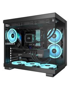 C3 T500 BK,CARCASA PCCOOLER, Middle Tower, ATX, fara sursa, sticla securizata, negru, USB 3.2 gen 1 x 2, USB Type-C x 2, mic, au 2