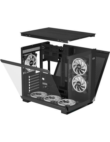 C3 T500 BK,CARCASA PCCOOLER, Middle Tower, ATX, fara sursa, sticla securizata, negru, USB 3.2 gen 1 x 2, USB Type-C x 2, mic, au