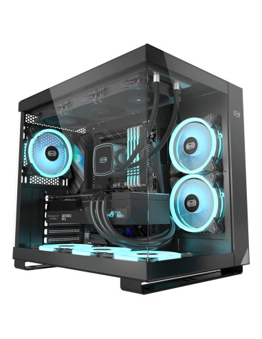 C3 T500 ARGB BK,CARCASA PCCOOLER, Middle Tower, ATX, fara sursa, sticla securizata, 6 ventilatoare incluse, iluminare ARGB, alb,