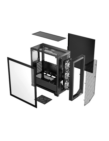 C3D510 ARGB BK,CARCASA PCCOOLER, Middle Tower, ATX, fara sursa, sticla securizata, 3 ventilatoare incluse, iluminare ARGB, negru