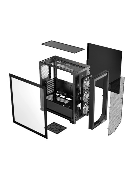 C3D510 ARGB BK,CARCASA PCCOOLER, Middle Tower, ATX, fara sursa, sticla securizata, 3 ventilatoare incluse, iluminare ARGB, negru