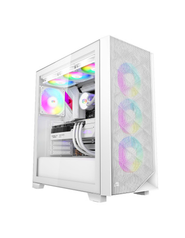 C3D510 ARGB WH,CARCASA PCCOOLER, Middle Tower, ATX, fara sursa, sticla securizata, 3 ventilatoare incluse, iluminare ARGB, alb, 