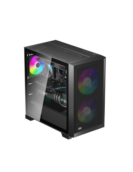 C3D310 ARGB BK,CARCASA PCCOOLER, Mini Tower, mATX, fara sursa, sticla securizata, 2 ventilatoare incluse, iluminare ARGB, negru,