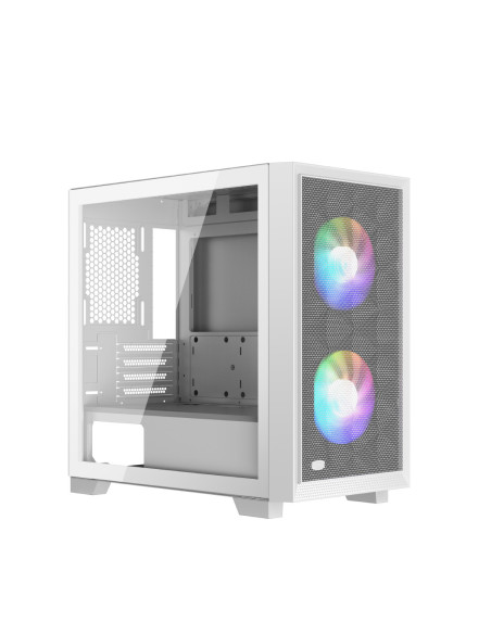 C3D310 ARGB WH,CARCASA PCCOOLER, Mini Tower, mATX, fara sursa, sticla securizata, 2 ventilatoare incluse, iluminare ARGB, alb, U