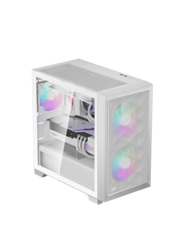 C3D310 ARGB WH,CARCASA PCCOOLER, Mini Tower, mATX, fara sursa, sticla securizata, 2 ventilatoare incluse, iluminare ARGB, alb, U