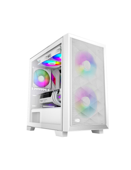 C3D310 ARGB WH,CARCASA PCCOOLER, Mini Tower, mATX, fara sursa, sticla securizata, 2 ventilatoare incluse, iluminare ARGB, alb, U