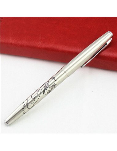 JI911D-CRD,Stilou cu penita ascunsa JI911D-CRD School Friendly, Silver Dragon