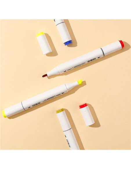 DLE70803-48,Set 48 Markere sketching DELI varf dublu rotund 1-7 mm, Cutie plastic, Color emotion DLE70803-48,Set 48 Markere sketching DELI varf dublu rotund 1-7 mm, Cutie plastic, Color emotion