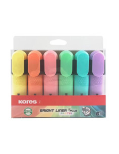KO36616,Textmarker set 6 pastel cutie plastic kores
