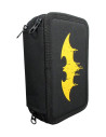 BMPE2303-1,Penar neechipat 3 fermoare batman negru pigna