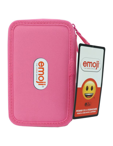 EJPE2303-2,Penar neechipat 3 fermoare emoji roz pigna