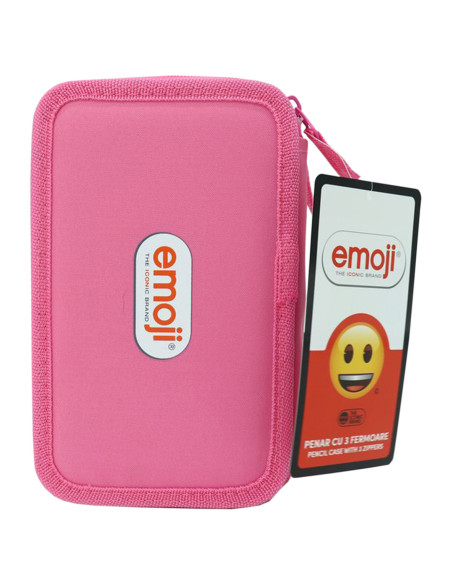EJPE2303-2,Penar neechipat 3 fermoare emoji roz pigna