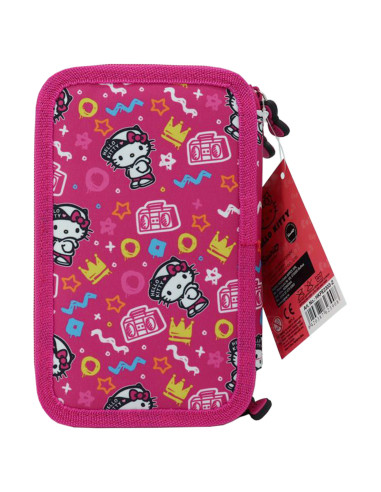 HKPE2303-2,Penar neechipat 3 fermoare hello kitty roz pigna